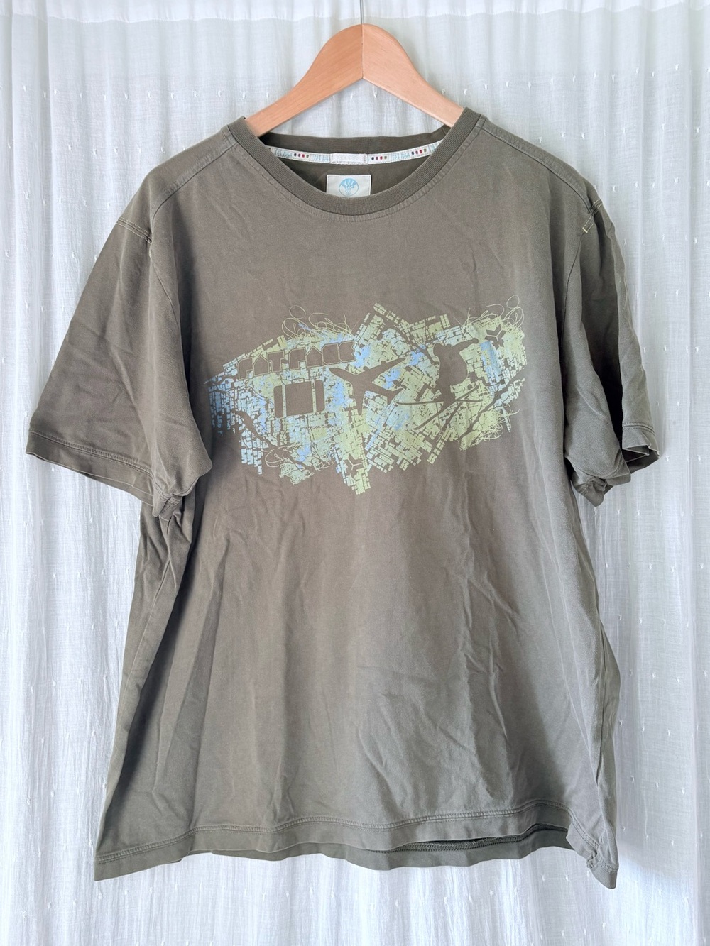 Fat Face Y2K Olive Green Graphic Crew Tee